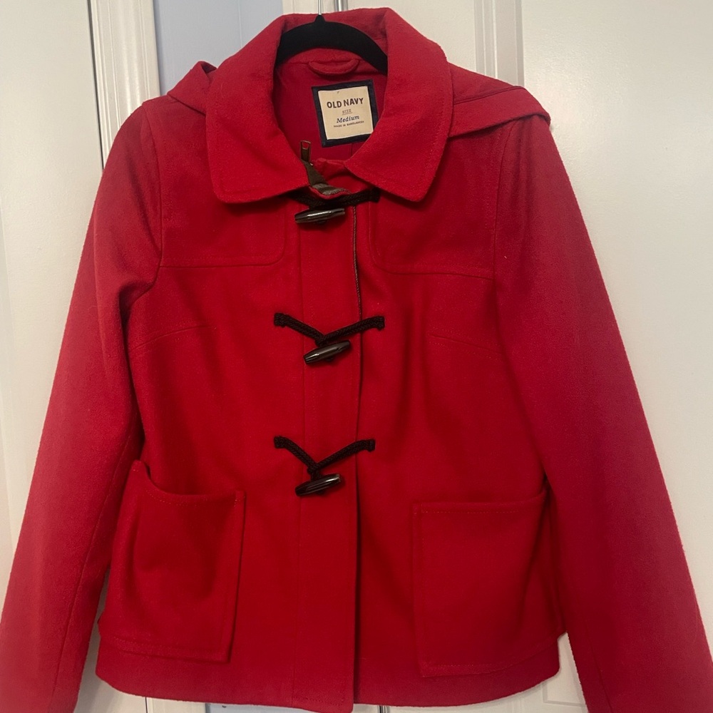 Old Navy Women's Bold Red Pea Coat